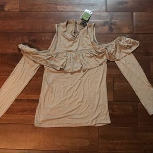 NEW beige cut out shoulder long sleeve